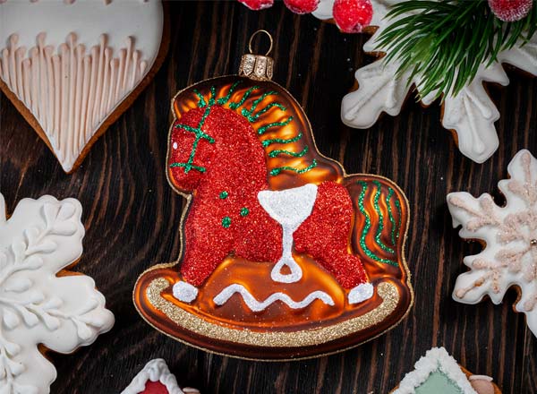 Елочная игрушка Пряничная лошадка-качалка