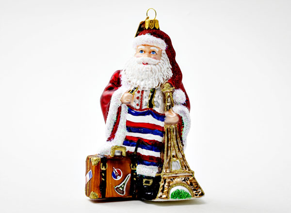 Christmas tree toy Santa Claus with the Eiffel Tower