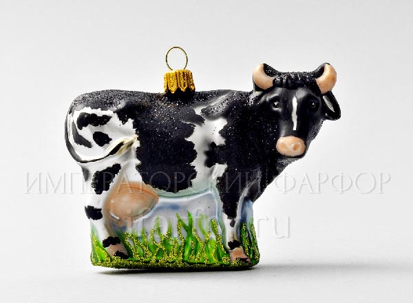 Елочная игрушка Корова с черными пятнами