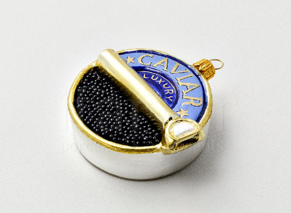 Елочная игрушка Банка черной осетровой икры