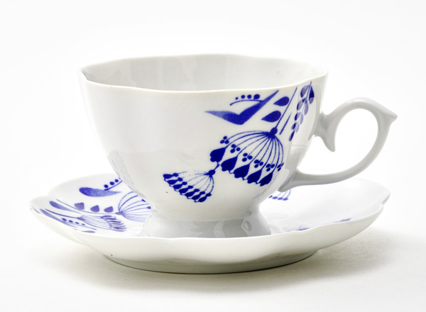 Чашка с блюдцем чайная Гжель тысячелистник 2 Тамара