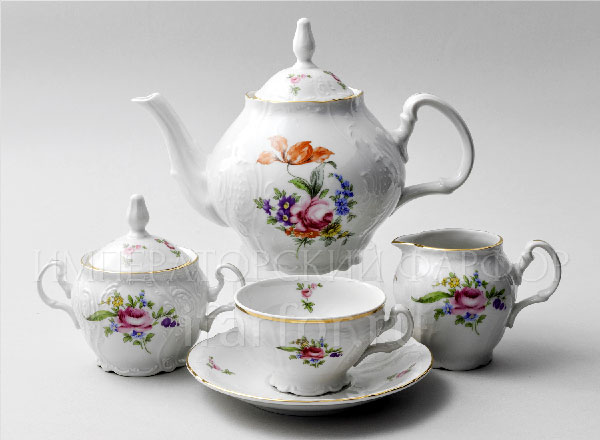 Tea Set Bernadotte Meissen bouquet 6/17 Bernadotte