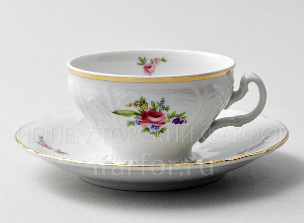 Cup and saucer tea Bernadotte Meissen bouquet Bernadotte