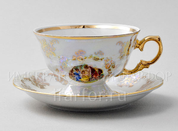 Cup and saucer second grade Madonna Mother of Pearl Frederick Carlsbad