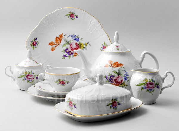 Tea Set Bernadotte Meissen bouquet 12/43 Bernadotte