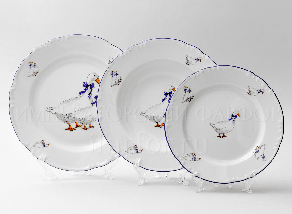Set of plates Table Geese 6/18 Constance