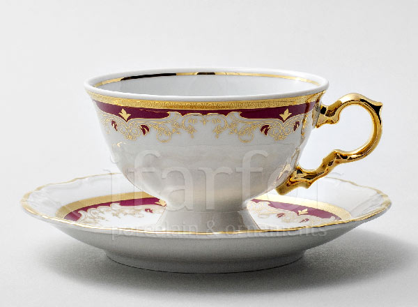 Cup and saucer tea Red lily Maria