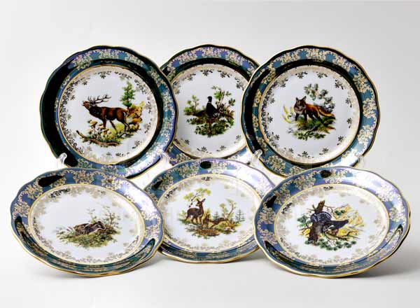 Set of plates Table Hunting Green 6/6 Crown