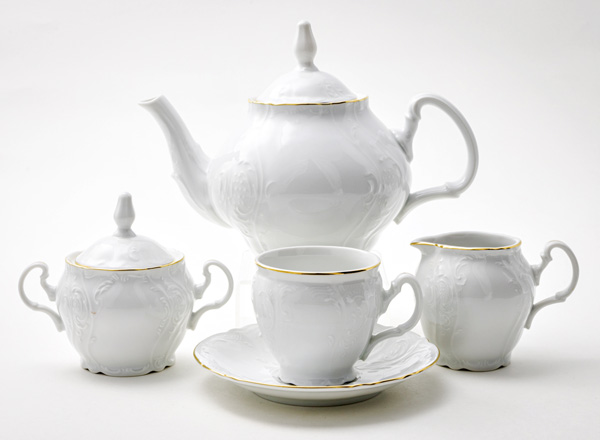 Сервиз чайный Бернадотт Белый узор 6/17 Бернадотт бочка