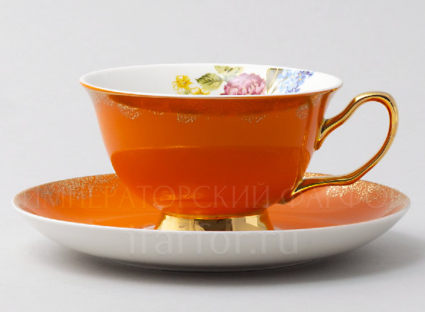 Чашка с блюдцем чайная Ассорти Оранжевый Royal Classics