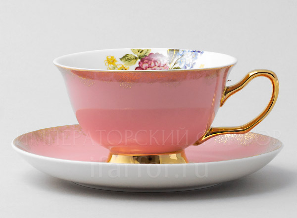 Чашка с блюдцем чайная Ассорти Розовый Royal Classics