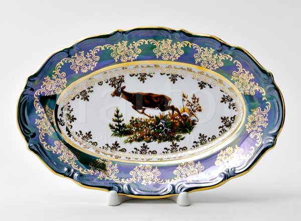 Dish/ platter oval Hunting Green Crown