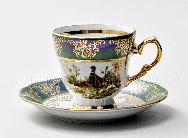 Cup and saucer Coffee Hunting Green Crown