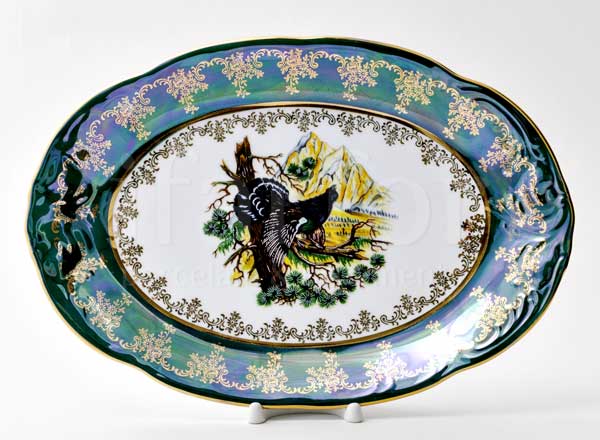 Dish/ platter oval Hunting Green Crown