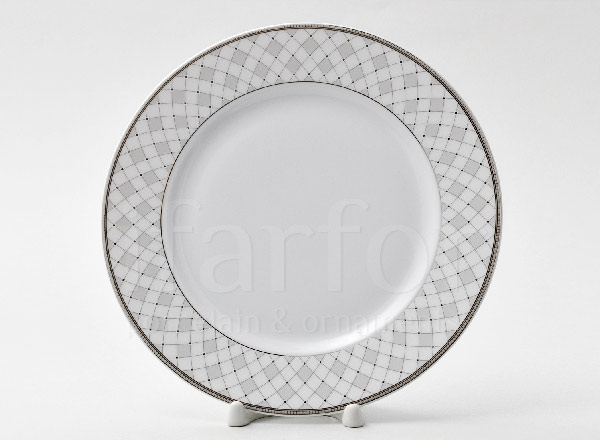 Тарелка мелкая Серая сетка Платина