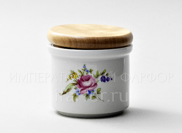 Jar with a wooden lid for bulk products Flower motif DUBI