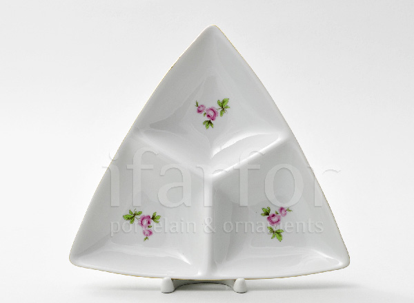 Compartmental dish 3-section Flower motif Triangle