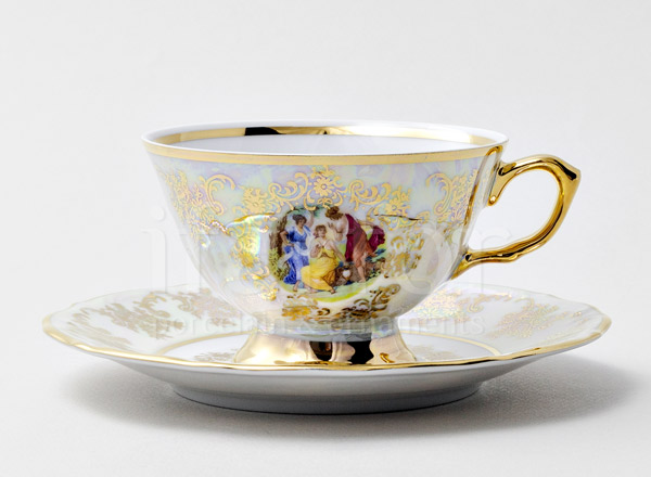 Чашка с блюдцем чайная Мадонна Перламутр Мария-Тереза