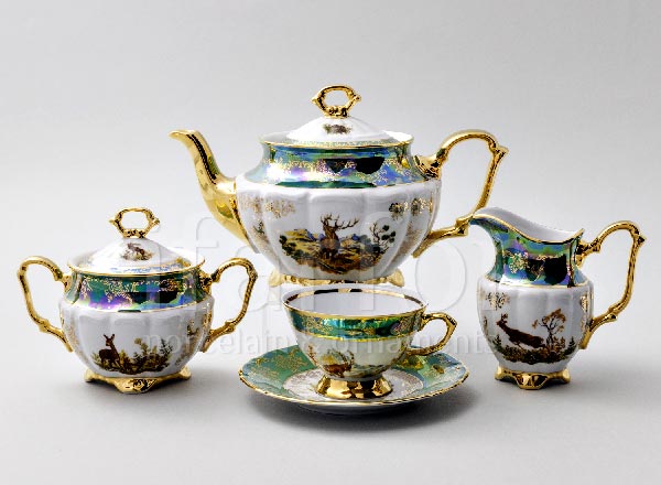Сервиз чайный Охота Зеленая 6/15 Мария-Тереза