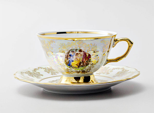 Чашка с блюдцем чайная Мадонна Перламутр Мария-Тереза