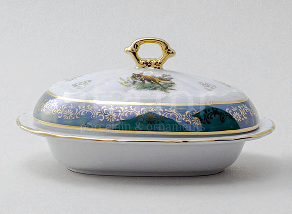 Масленка и крышка Охота Зеленая Мария-Тереза