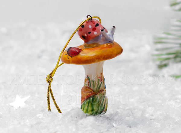 Елочная игрушка Грибы. Рыжик с улиткой