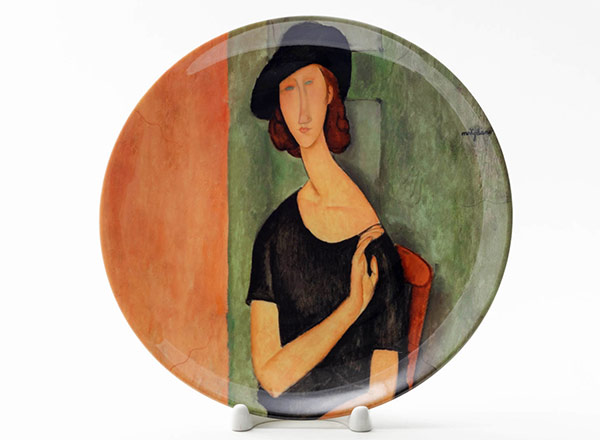 Декоративная тарелка Модильяни Амедео Жанна Эбютерн в черной шляпке