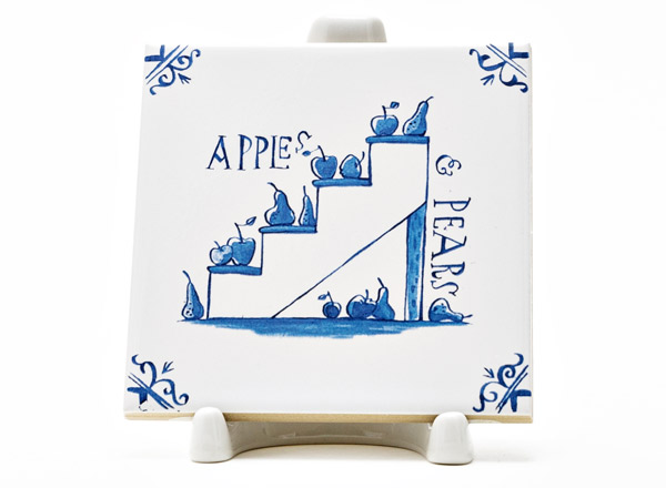 Tile Dutch. Steps with apples and pears 