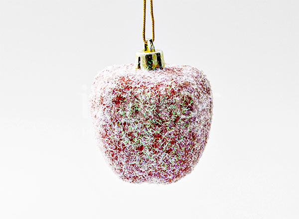 Елочная игрушка Ягоды и фрукты. Красное яблочко в льдинках