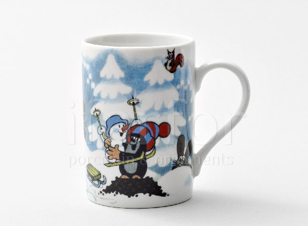 Mug Childrens plot. Mole in the winter forest THUN