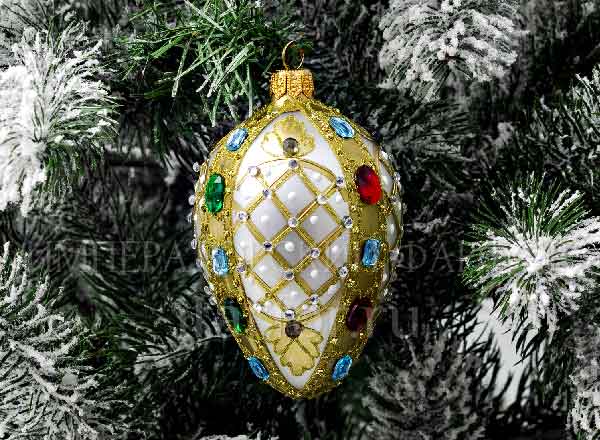 Елочная игрушка Яйцо Фаберже Яйцо Фаберже с золотой сеткой