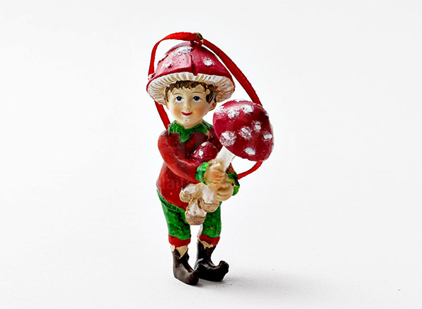 Christmas tree toy Picking of mushrooms. Boy with fly agaric 1
