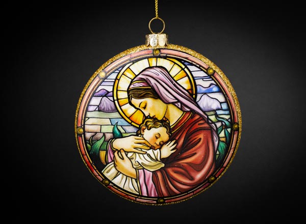 Christmas tree toy Medallion Madonna with sleeping baby