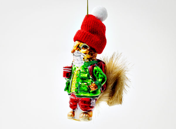 Christmas tree toy Squirrel in a red hat