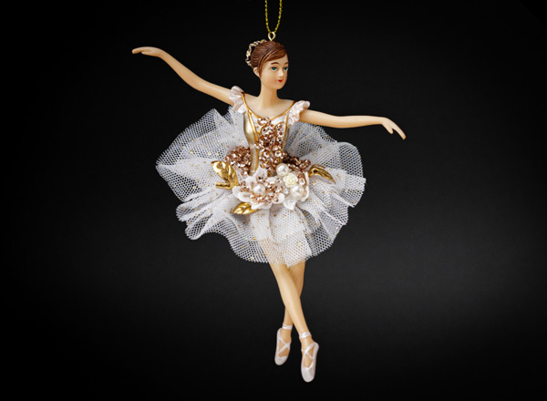 Christmas tree toy Ballerina in a pearl dress 2