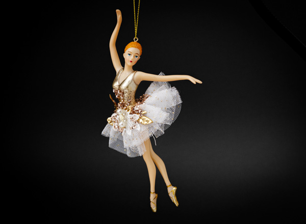 Christmas tree toy Ballerina in a pearl dress 3
