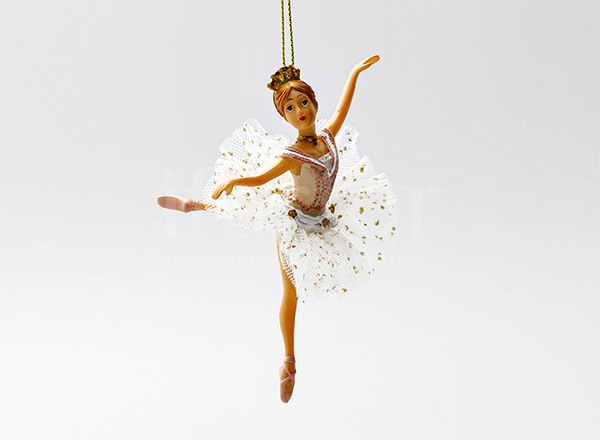 Елочная игрушка Принцесса-балерина в платье с розовыми кружевами