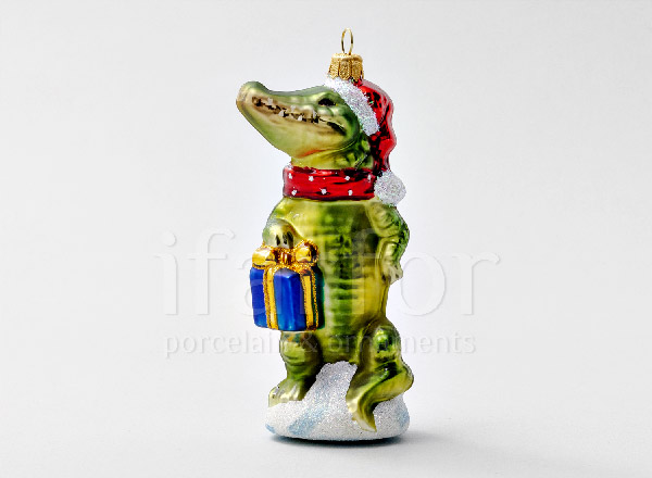 Christmas tree toy Crocodile in Santa Claus hat