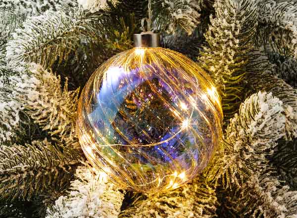 Елочная игрушка Светящийся жемчужный шар 10LED