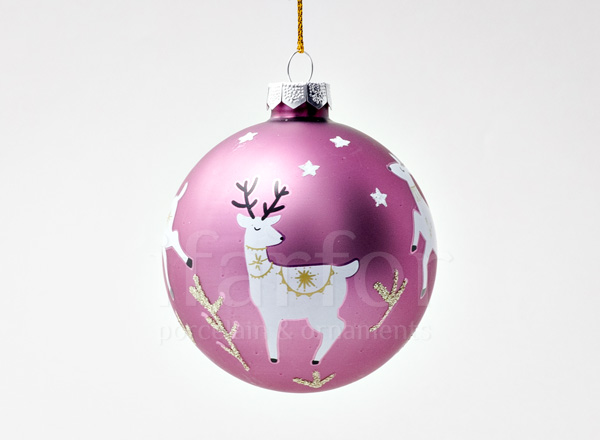 Елочная игрушка Шар Розовый румянец. Олень