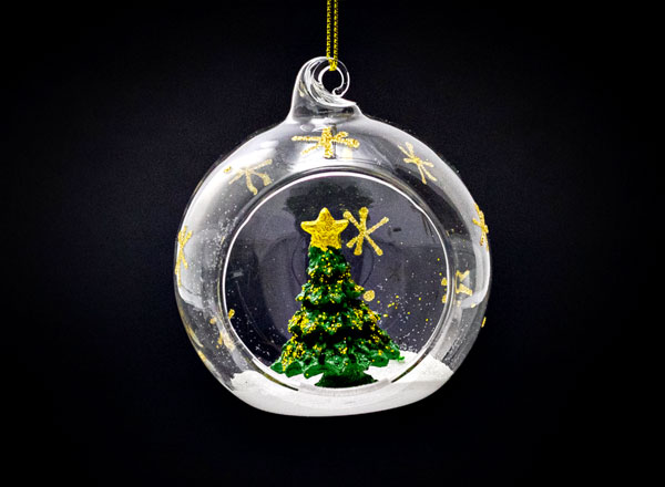 Елочная игрушка Новогодняя елка в открытом шар