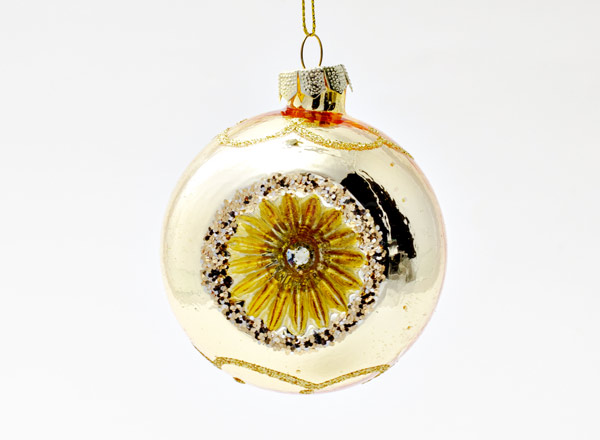 Елочная игрушка Шар-рефлектор бежевый 1