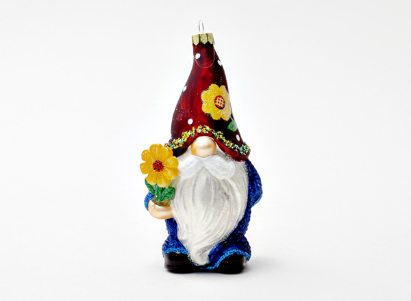 Christmas tree toy Garden gnome with flower