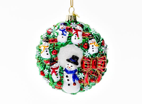 Елочная игрушка Рождественский венок со снеговиками