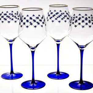 Набор бокалов для вина Кобальтовая сетка 4/4 Европейская