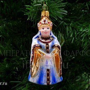 Елочная игрушка Царица Царица в синем платье 130 мм.