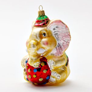 Елочная игрушка Слон золотистый