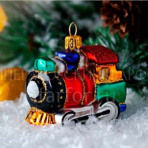 Елочная игрушка Паровоз Красный