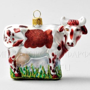 Елочная игрушка Корова пятнистая 100 x 97 x 77 мм.