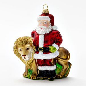 Елочная игрушка Дед Мороз со львом